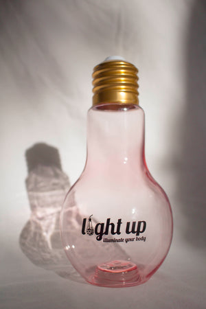 LightUp 500ml Plastic Lightbulb Shaped Bottle with 7 Pattern LED Lights- Black Logo