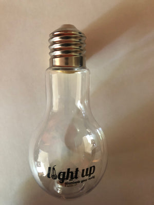 LightUp 500ml Plastic Lightbulb Shaped Bottle with 7 Pattern LED Lights- Black Logo