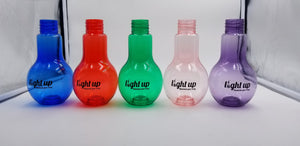 Purple Reigns LightUp 500ml Plastic Lightbulb Shaped Bottle with 7 Pattern LED Lights- Black Logo