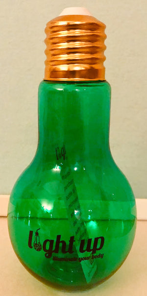 Go Green LightUp 500ml Plastic Lightbulb Shaped Bottle with 7 Pattern LED Lights- Black Logo