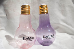 Pretty Pink LightUp 500ml Plastic Lightbulb Shaped Bottle with 7 Pattern LED Lights- Black Logo